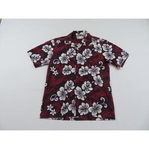 Hawaii Hawaiian Shirt, Hibiscus Dragon, Black Red, Sz M-L? 1990s